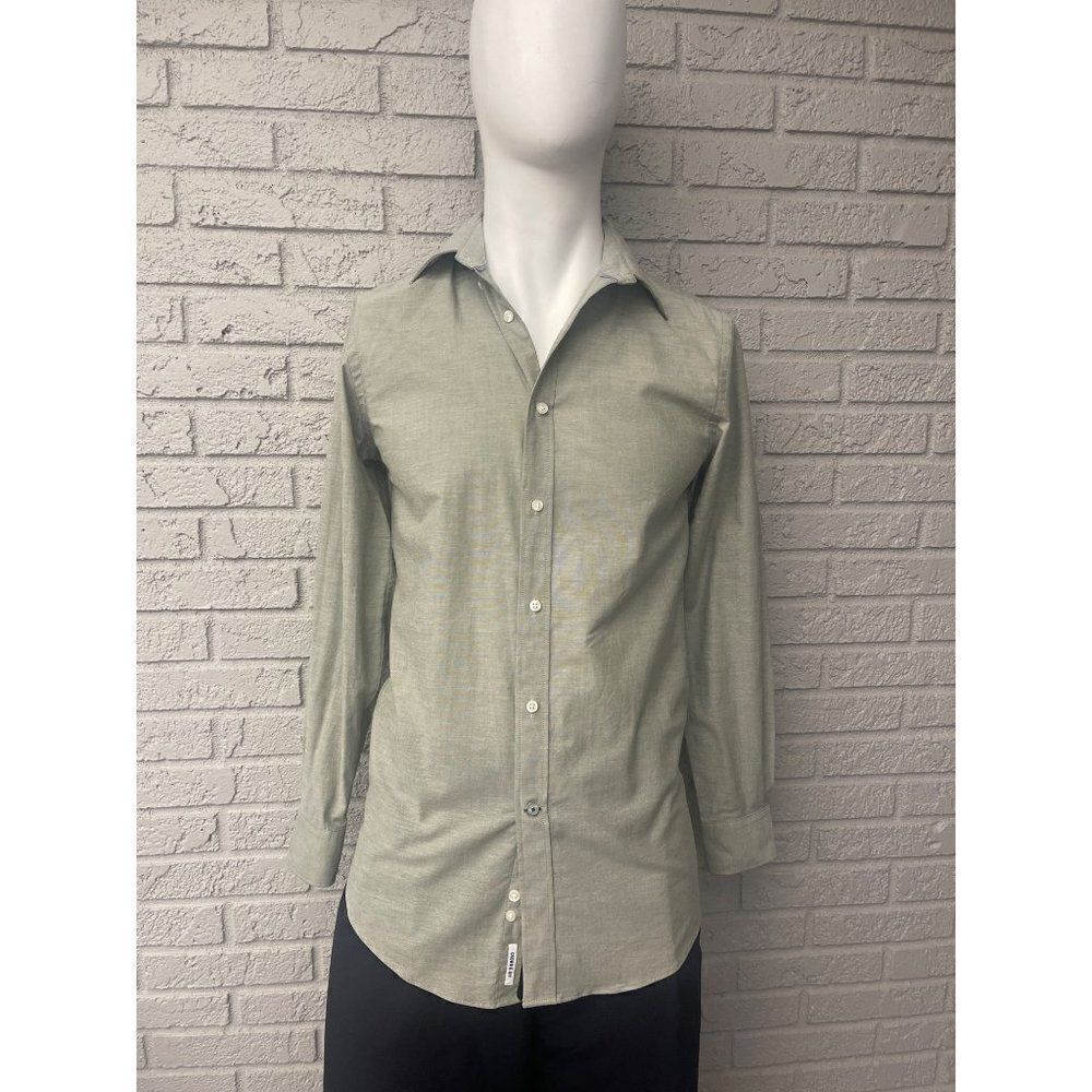 Crown & Ivy Green Slim Fit Wrinkle Free Button-Down Shirt Size S 14-14 1/2 (32/3
